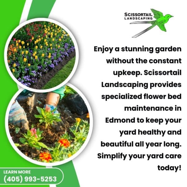 Discover benefits of professional flower bed maintenance from Scissortail: Saves Time, Healthier Plants, Sustainable Practices, and Year-Round Appeal. I